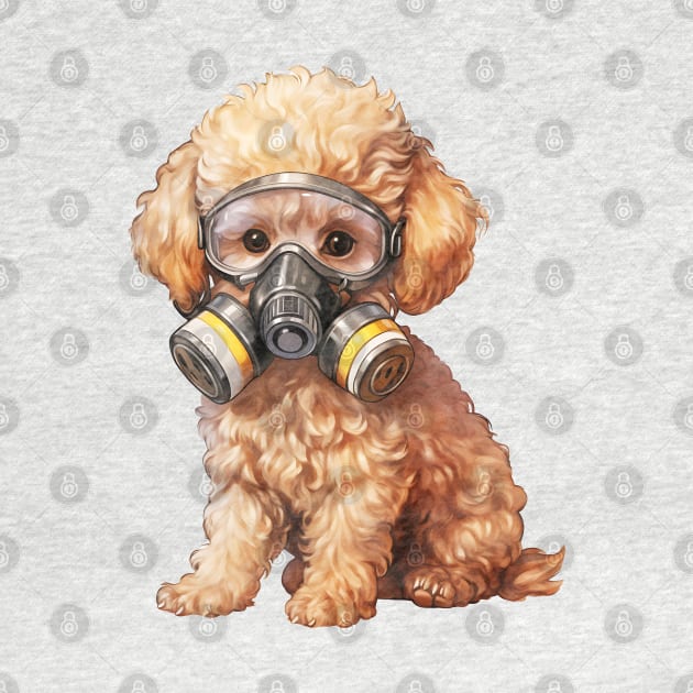 Poodle Dog Wearing Gas Mask by Chromatic Fusion Studio